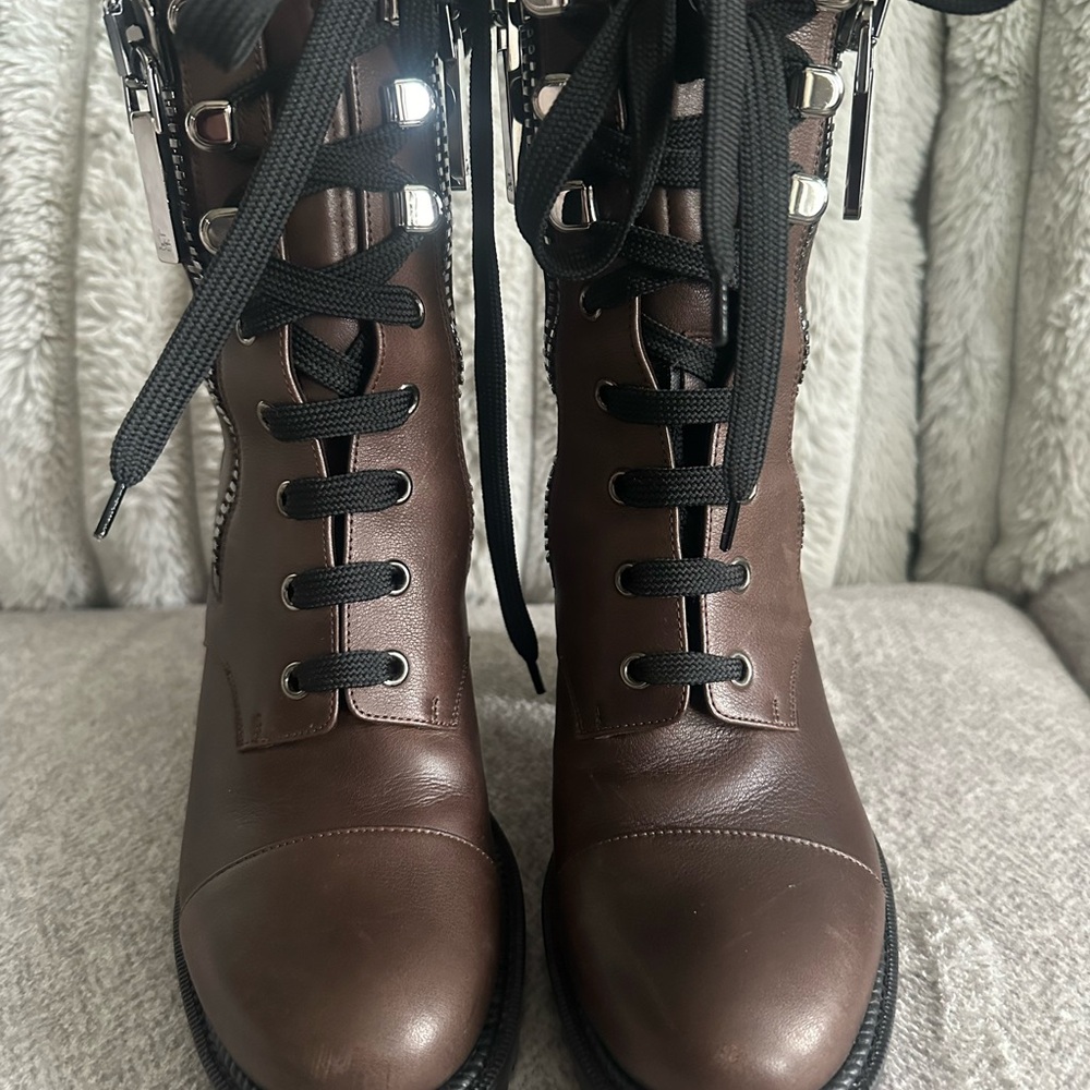 Christian Louboutin Brown Combat Boots